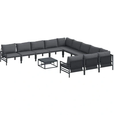 Image of vidaXL Garden Sofa Set 12 pcs Anthracite Steel