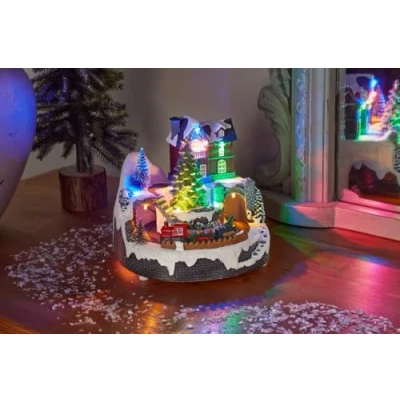 Image of Smart Garden Christmas Light Up Musical All Aboard Train Snow Scene 18cm x Hand Painted Decoration Novelty Décor Battery and USB Powered