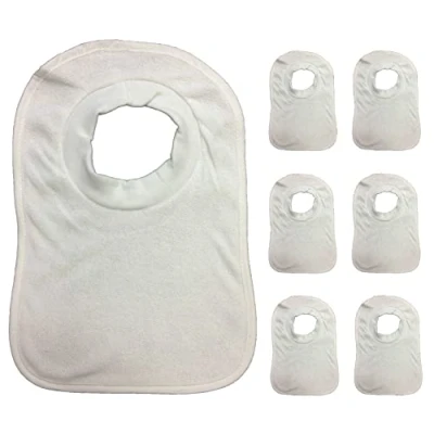 Image of 7 Pack Popover Baby Bib Bibs White Soft Towelling Unisex Multi
