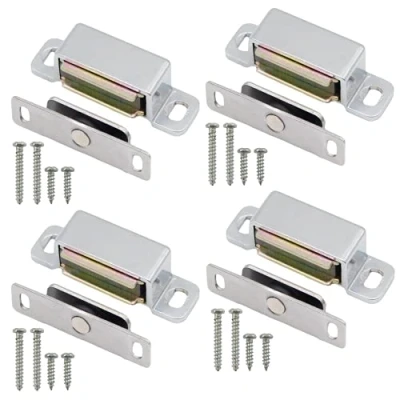 Image of EAI Magnetic Cupbard Door Catch Polished Chrome Cabinet Catches 6kg Pull Pack of 4