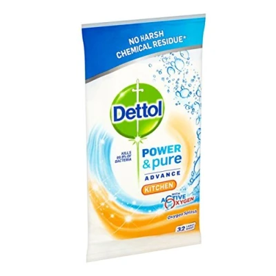 Image of Dettol Power and Pure Kitchen Cleaning Wipes (Pack of 32)
