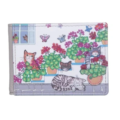 Image of Mala Leather RFID Protected Credit Card ID Holder Santorini Cat