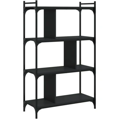Image of vidaXL Bookcase 4 Tier Black 76x32x123 cm Engineered Wood