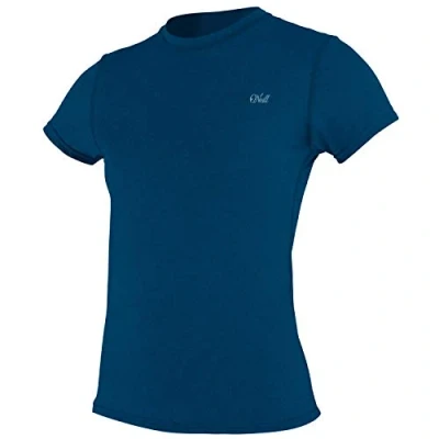 Image of O&#039;Neill Womens Blueprint Short Sleeve UV Sun shirt Rash Vest Top Deep Sea Protection and SPF Properties