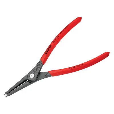 Image of Knipex Precision Circlip Pliers for external circlips on shafts grey atramentized, with non slip plastic coating 225 mm (self service card/blister) 49 11 A3 SB
