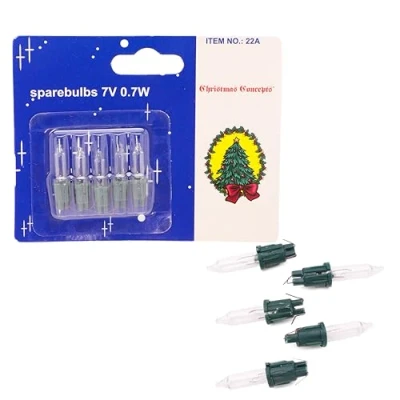 Image of Christmas Concepts® Pack of 5 Clear Push in Spare Bulbs 7v 0.7w Replacement