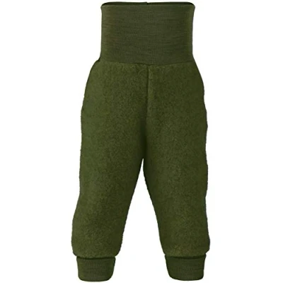 Image of Baby Fleece Trousers 100% New Wool, Natural Angel with Navel Waistband, Reed Melange, 86/92 cm