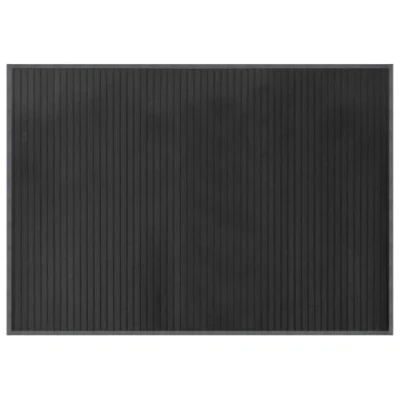 Image of vidaXL Bamboo Area Rug 70x100 cm Grey Rectangular Mat with Anti Slip Backing, Easy to Clean, Water Resistant Carpet Runner for Living Room, Hallway