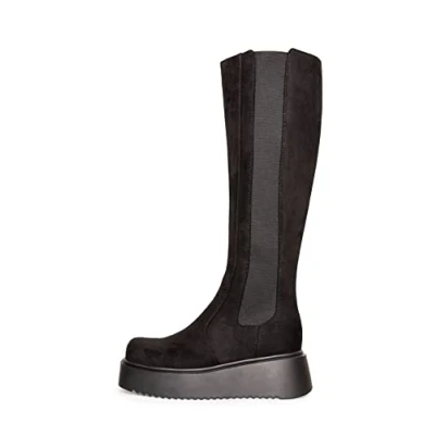 Image of LAMODA Women&#039;s Powerful Knee High Boot, Black Suede, 7 UK