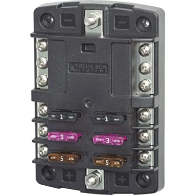 Image of Blue Sea Systems 5030 ST Blade Fuse Block 6 Circuit with Ground