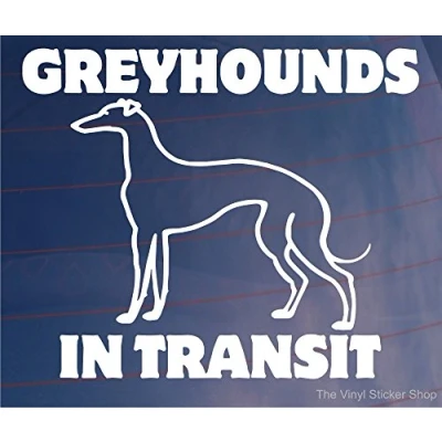 Image of Car Sticker GREYHOUNDS IN TRANSIT Van Window Door Bumper Decal for Dog Owners