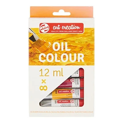 Image of Talens Art Creation Oil Paint Starter Set with 8 Colors (12 ml tubes) Painting for Adults