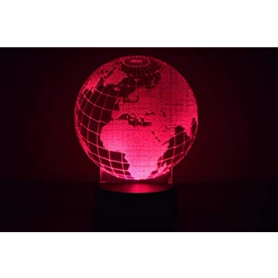 Image of BHDecor World Globe 3D LED Illusion Lamp Night Light Beside Table Colors Auto Changing Touch Switch Desk Decoration Remote Control