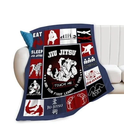 Image of Jujitsu Blanket Throw Blankets Jodo Sport Theme Decor Jiu Jitsu Gifts for Men Boys Cozy Fleece Flannel Soft Warm Plush Lightweight Couch Sofa Bed 40&quot;X50&quot;