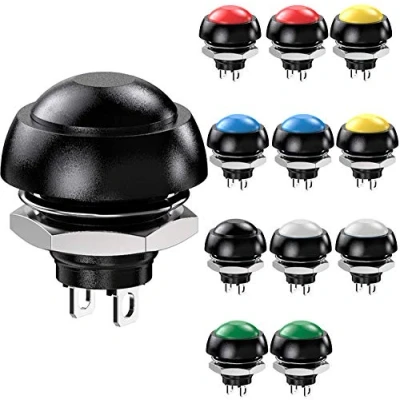 Image of Gebildet 12pcs 12mm Waterproof Momentary Push Button SPST ON/OFF 3A/3V 5V 9V 12V 24V 230VAC, Lockless Mini Round for Car Trumpet, PC, Table Lamp, Home Doorbell