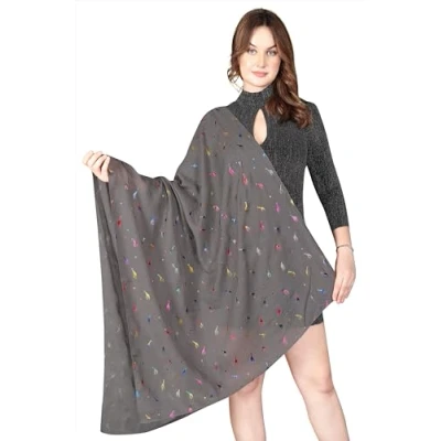 Image of London Scarfs Women s Giraffe Print (Glitter Grey)
