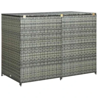 Image of Double Wheelie Bin Shed Poly Rattan Anthracite Garden Waste Hinder vidaXL