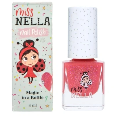 Image of Miss Nella SUGAR HUGS Safe Pink Glitter Nail Polish for Kids, Non Toxic &amp; Odour Free Formula Children and Toddlers, Natural Water Based Easy Peel Off
