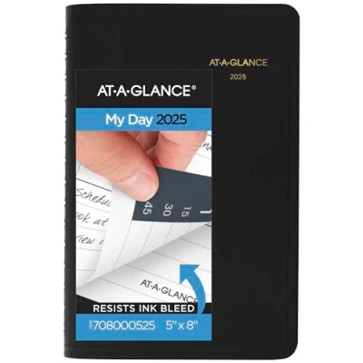 Image of At A Glance 2025 Daily Planner 5&quot; x 8&quot; Small Quarter Hour Black (708000525)
