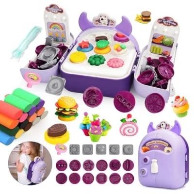 Image of Coo11 Kids Modelling Clay Kit, 12 Colours, DIY Children&#039;s Clay, 18 Modelling, Dough Creative Crafts, Travel Bag Pack Toy, Suitable for Age 3+ Years