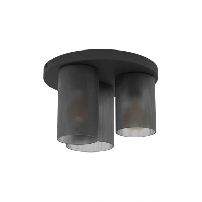Image of Eglo Ceiling lamp Colomera, Elegant Glass Light Fitting, Living Room Lighting Made of Metal in Black and Smoked Glass, E27 Socket, Ø 35 cm