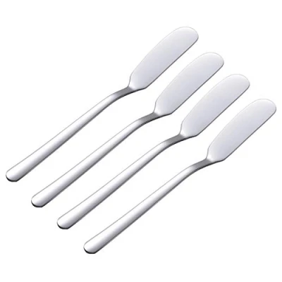 Image of VANRA Cheese Spreader Knife Set 4 Piece Stainless Steel Butter Small Sandwich Condiment Jam Bread Cream Canape Knives Spatula 6.5 inch