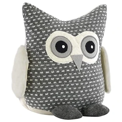 Image of GEEZY Novelty Knitted Fabric Owl Door Stop Heavy Animal Doorstop, Homely Decorative Weighted Stopper, Cuddly Interior Home Office Decor