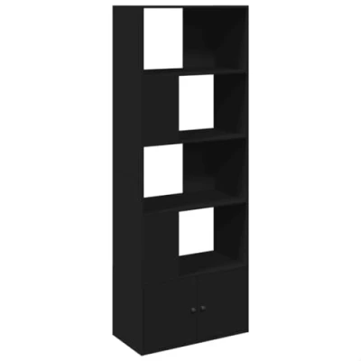 Image of vidaXL Bookcase Bookshelf Book Rack Storage Cabinet Black Engineered Wood for Living Room/Office/Bedroom, 70x36x189cm
