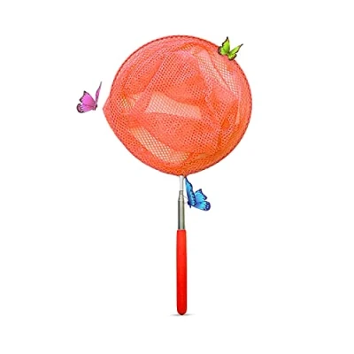Image of Besto Jumbo Kids Fishing Net Butterfly Extendable Telescopic Childrens Fish Nets Large Size to Catch Insects and Fishes 20 100 CM (Orange)