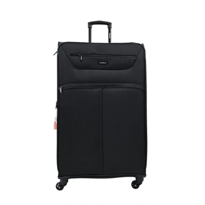 Image of Lightweight Black Medium Check in Suitcase 65x 44 x 25 cm Soft Shell Luggage