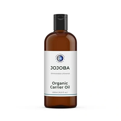 Image of Mystic Moments Organic Jojoba Carrier Oil 500ml Pure &amp; Natural Perfect For Hair, Face, Nails, Aromatherapy, Massage and Dilution Vegan GMO Free