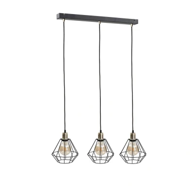 Image of Foskal Bar Pendant Ceiling Light Gold, 60cm, 3x E27