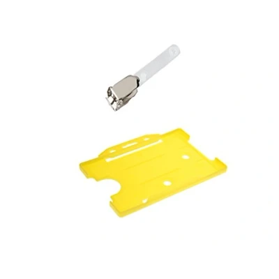 Image of ID Card It Identity Pass Badge Holder and Crocodile Safety Clip Yellow