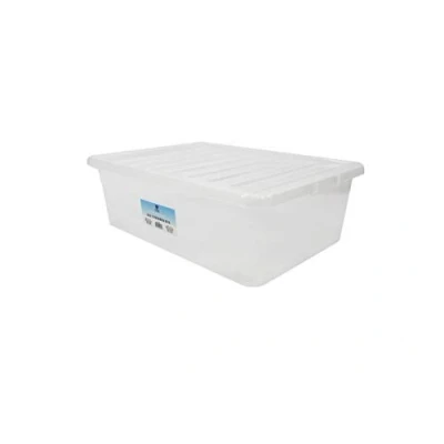 Image of VSL Clear Plastic Storage Boxes With Lids Home Office Stackable Strong Quality (SET OF 5) (32 LITRE UNDERBED)