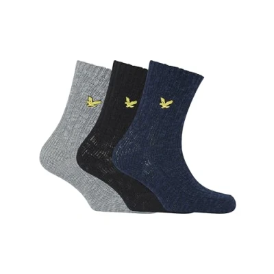 Image of Lyle &amp; Scott Men’s Forest 3 Pack Chunky Knit Socks New for AW24 Perfect Casual and Outdoor Wear Size UK 7 11 (Peacoat/Grey Marl/Black)