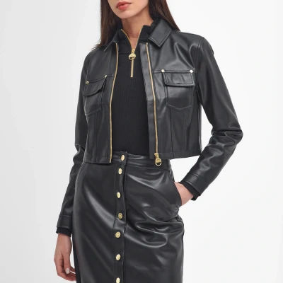 Image of Barbour International Aria Faux Leather Overshirt UK 16