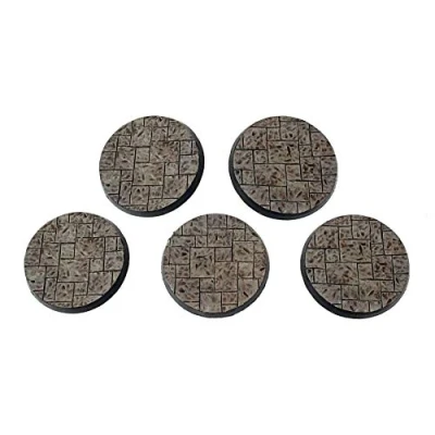 Image of War World Gaming Fantasy Village Round Flagstone Bases x 5 (40mm) 28mm Wargaming Terrain Model Diorama Figure Painting Wargame Battle Medieval Modelling