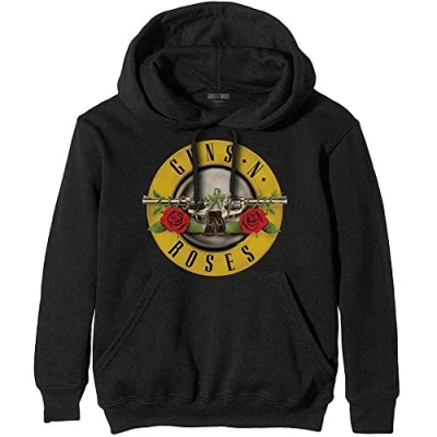 Image of Guns N&#039; Roses Men&#039;s Classic Logo Hoodie, Black (Black Black), Large (Size:Large)