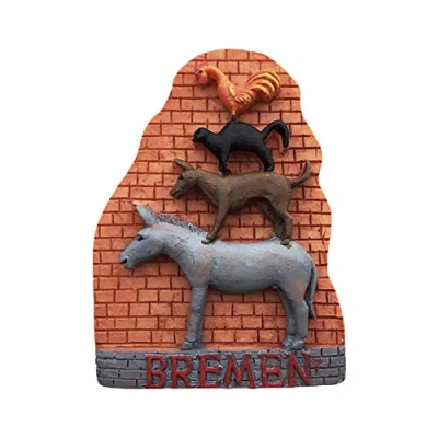 Image of 3D Musician Statue Bremen Germany Refrigerator Magnet Tourist Travel Souvenirs Handmade Resin Craft Magnetic Stickers Home Kitchen Decoration Fridge Collection Gift