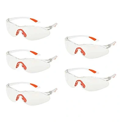 Image of YAAVAAW 5 Pack Clear Safety Glasses,Safety Protection Glasses Eyewear With Plastic Lenses/Featuring Rubber Nose/Ear Grips,Safety Specs for Kids Nerf Gun Battles&amp;Laboratory Work Goggles