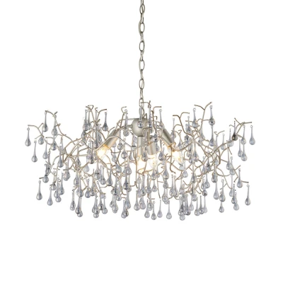Image of Rimini 4 Light Ceiling Pendant Aged Silver Paint &amp; Smokey Grey Tinted Glass