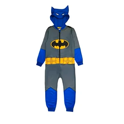 Image of DC Comics Boys or Girls Batman Hooded Onesie with Detachable Cape, Blue/Grey, Age 2 3 Years