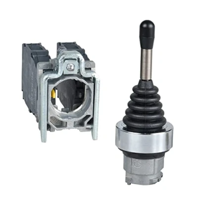 Image of Schneider Electric, joystick controller, Harmony XB4, metal, 22 mm, 4 directions, spring return, 1NO per direction