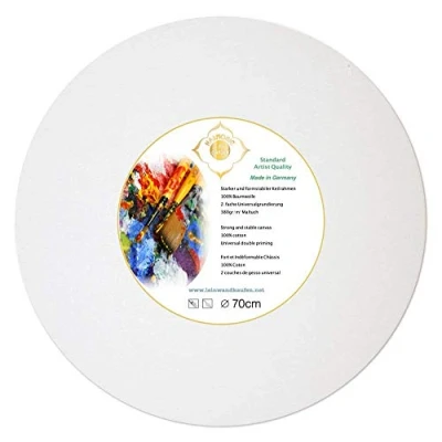 Image of Stretcher Frame Round Canvas 70 cm Made of Pine Wood Covered with 380 g/m² Cotton Fabric Primed in Germany