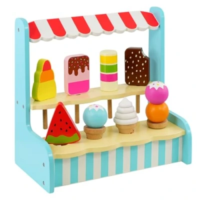 Image of Childs Wooden Ice Cream Shop Lolli Stand Pretend Play Food Set Toy