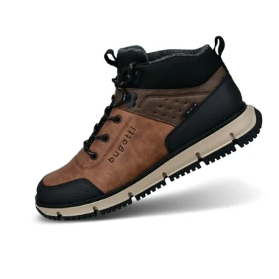 Image of bugatti Men&#039;s 341 ac237 Boots Cold Lining, Cognac Black, 9.5 UK