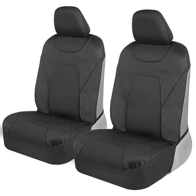Image of Motor Trend AquaShield Car Seat Covers for Front Seats, Black Two Tone Waterproof Cars, Neoprene Cover Set, Interior Auto Truck Van SUV
