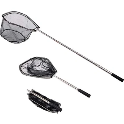 Image of RESTCLOUD Fishing Landing Net with Telescoping Pole Handle Extends to 48 Inches