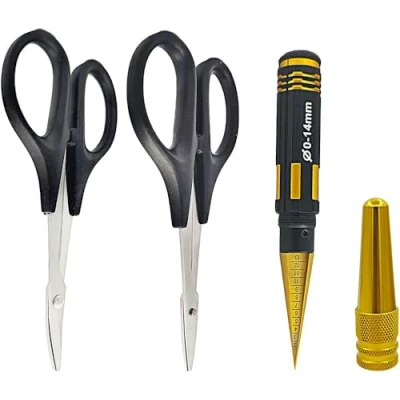 Image of CENPEK RC Body Reamer 0 14mm Hole Puncher with Sleeve and Curved Scissors Straight Set Car Mounting for Truck Repair Tools