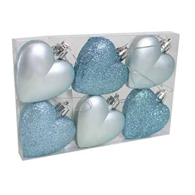 Image of Davies Products 6 Pack 50mm Glitter / Plain Hearts Ice Blue